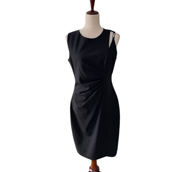 Elie Tahari Clarette sleeveless shoulder slit black cocktail dress size 8 - Picture 2 of 9